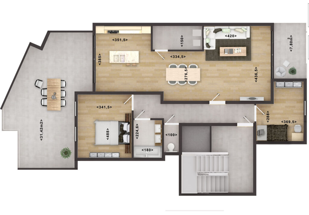 2D Floor Plan Rendering with Texture