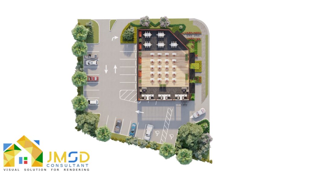 Architectural Site Plan Rendering With Landscape Details